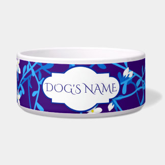 Blue Floral Pet Bowl Voerbakje