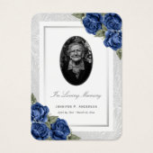 Blue Floral Photo Funeral Prayer Kaart (Voorkant)