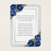 Blue Floral Photo Funeral Prayer Kaart (Achterkant)