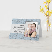 Blue Floral Photo Happy Mothers Day Kaart (Gele Bloem)