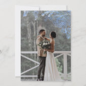 Blue Floral Photo Modern Wedding  Kaart (Achterkant)