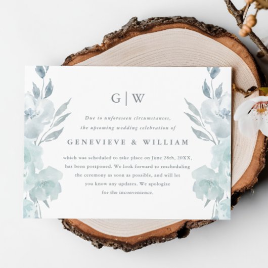 Blue Floral Photo Wedding Postponement