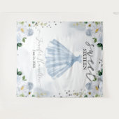 Blue Floral Pink Dress Sweet 16 Backdrop Wandkleed (Voorkant (horizontaal))