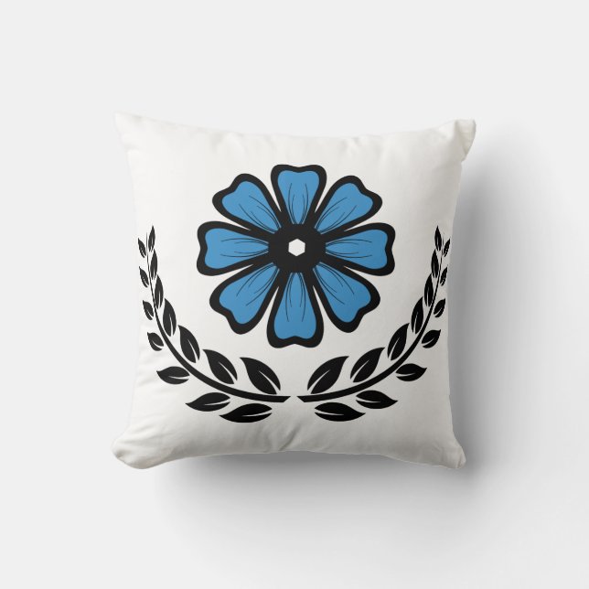 Blue Floral - Polyester Sierkussen 16 x 16 inch (Voorkant)