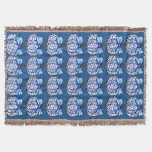 Blue Floral Pompoen Herfst Coquette Thanksgiving Deken