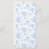 Blue Floral Porcelain Bridal Shower Menu Cards (Achterkant)