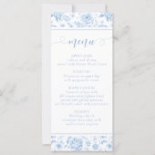 Blue Floral Porcelain Bridal Shower Menu Cards (Voorkant)