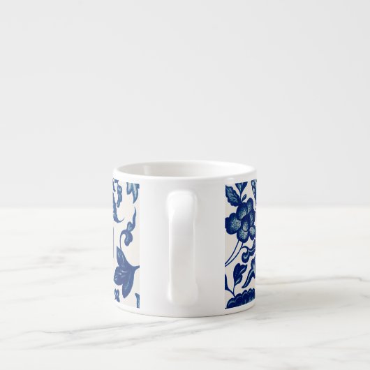Blue Floral Porcelain-geïnspireerde Espresso Mok (Achterkant)