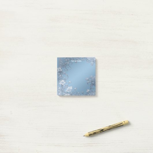 Blue Floral Post merkt het op Post-it® Notes (Op bureau)