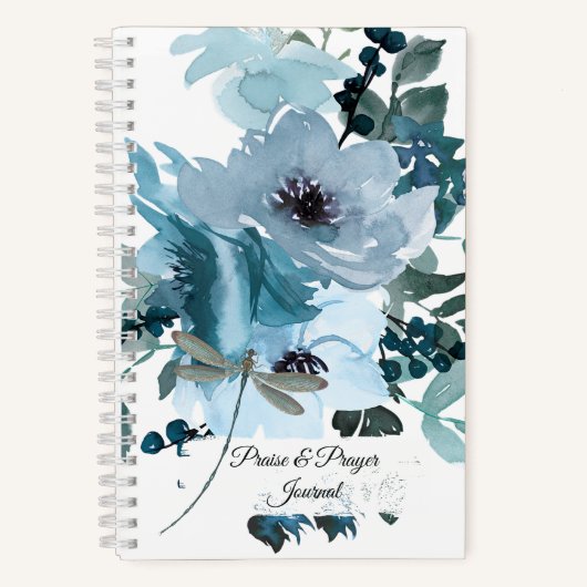 Blue floral Praise & prayer journal Notitieboek (Voorkant)