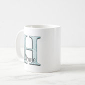 Blue Floral Print H monogram initialen Koffie Mok (Voorkant links)