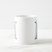 Blue Floral Print H monogram initialen Koffie Mok (Center)