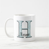 Blue Floral Print H monogram initialen Koffie Mok (Links)