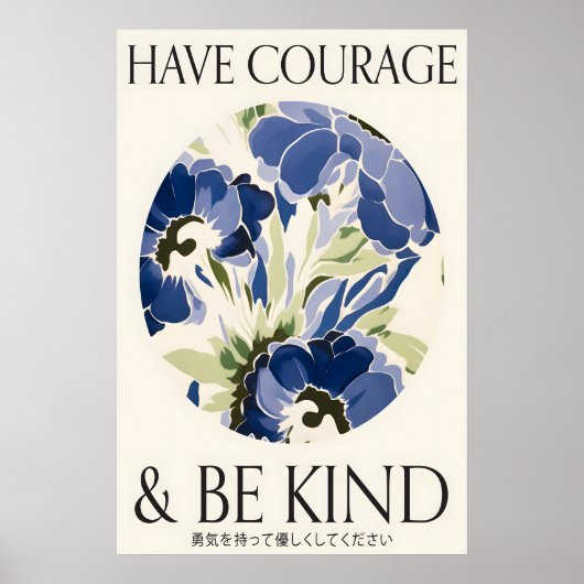 Blue Floral Print 'Have Courage and Be Kind' (Voorkant)
