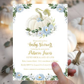 Blue Floral Pumpkin Baby shower Budget Invitation