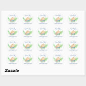 Blue Floral Pumpkin Baby shower Dank u Ronde Sticker (Vel)
