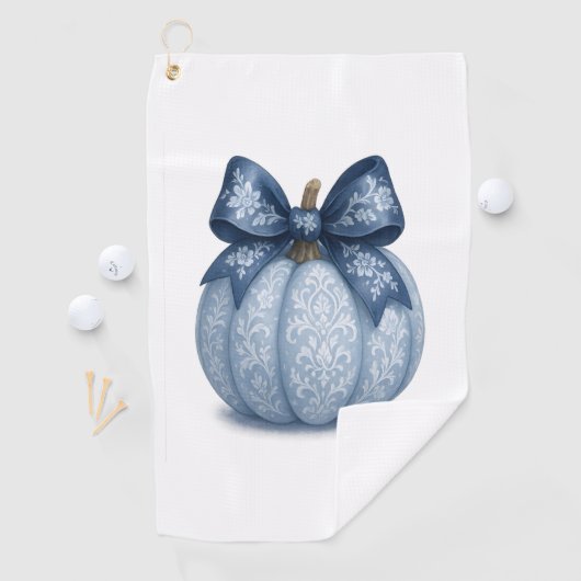 Blue Floral Pumpkin Golfhanddoek (Insitu)