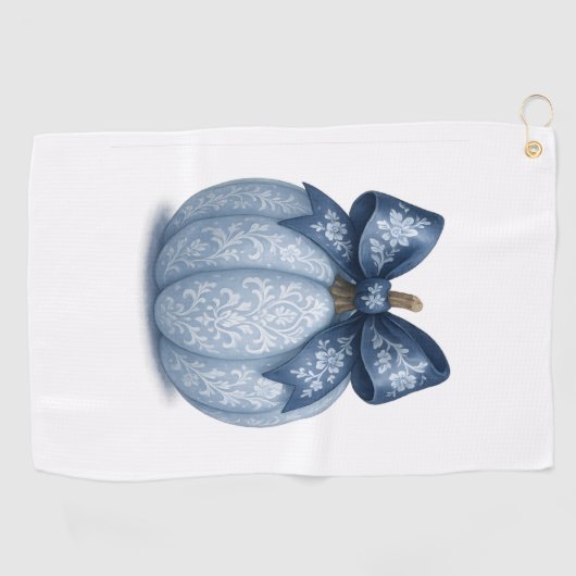 Blue Floral Pumpkin Golfhanddoek (Horizontaal)