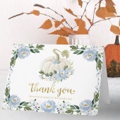 Blue Floral Pumpkin Herfst Baby shower Dank u Kaart