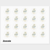 Blue Floral Pumpkin Herfst Baby shower Dank u Ronde Sticker (Vel)