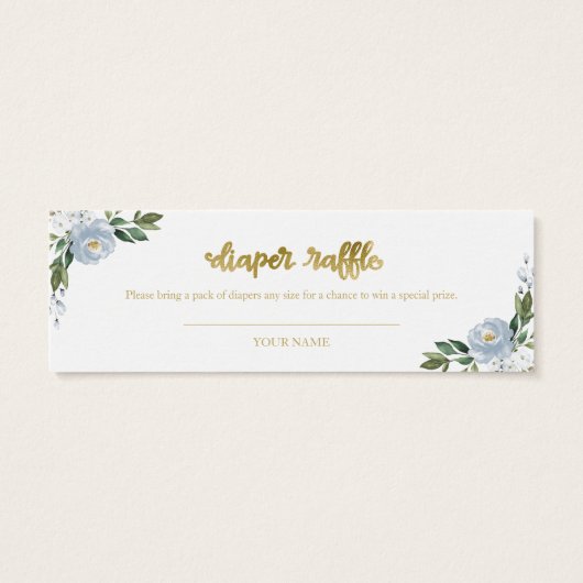 Blue Floral Pumpkin Herfst Baby shower Diaper Raff Mini Visitekaartjes (Achterkant)