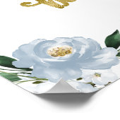 Blue Floral Pumpkin Herfst Baby shower Welkomsttek Poster (Hoek)