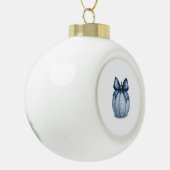 Blue Floral Pumpkin Keramische Bal Ornament (Links)