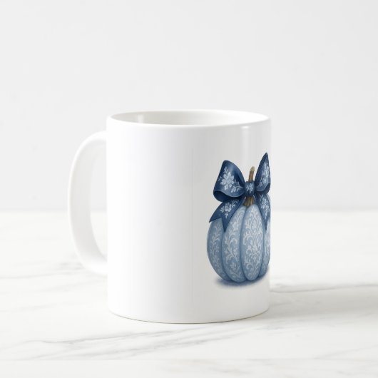 Blue Floral Pumpkin Koffiemok (Voorkant links)