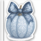 Blue Floral Pumpkin Sticker (Voorkant)