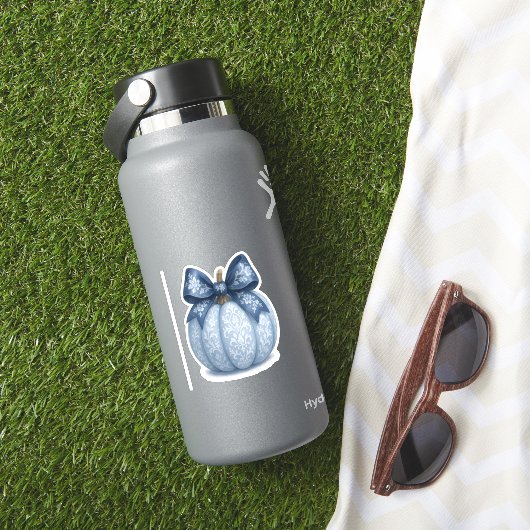 Blue Floral Pumpkin Sticker (HydroFlask Insitu)