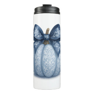 Blue Floral Pumpkin Thermosbeker
