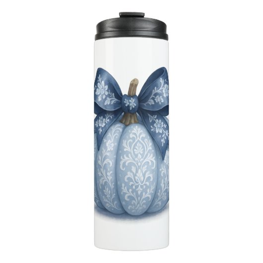 Blue Floral Pumpkin Thermosbeker (Voorkant)