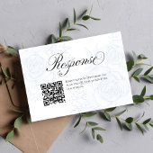 Blue Floral QR Code Wedding RSVP Insert Card Kaartje