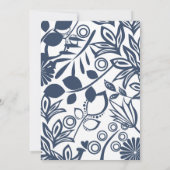 Blue Floral Quinceañera Kaart (Achterkant)