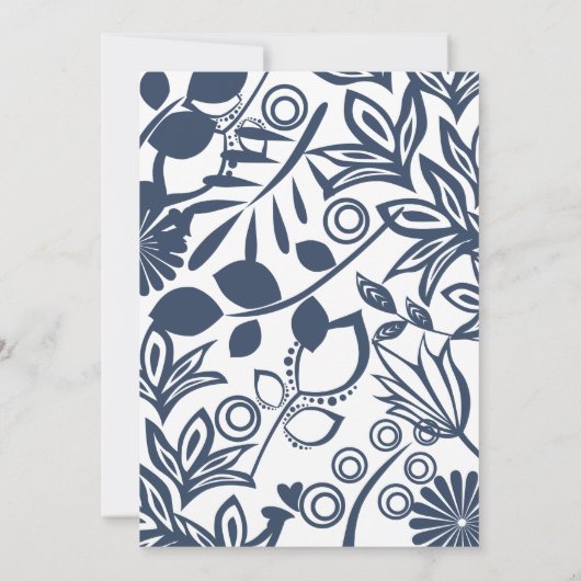 Blue Floral Quinceañera Kaart (Achterkant)