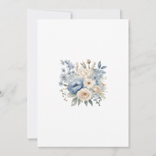 Blue Floral Quinceañera Kaart (Achterkant)