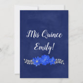 Blue Floral Quinceañera Uitnodiging in het Spaans (Achterkant)