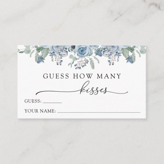 Blue Floral raad eens hoeveel Kisses Enclosure Car Informatiekaartje (Voorkant)