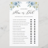 Blue Floral raad eens wie Baby shower van mama of  (Voorkant)