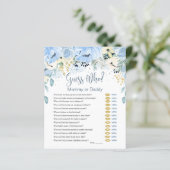 Blue Floral raad wie Baby shower speelt fat paper (Staand voorkant)