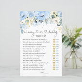 Blue Floral raad wie Baby shower speelt fat paper (Staand voorkant)
