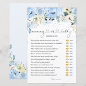 Blue Floral raad wie Baby shower speelt fat paper (Voorkant / Achterkant)