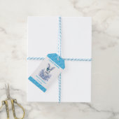 Blue Floral Rabbit 1st Birthday Party Gift Label Cadeaulabel (Met Touw)