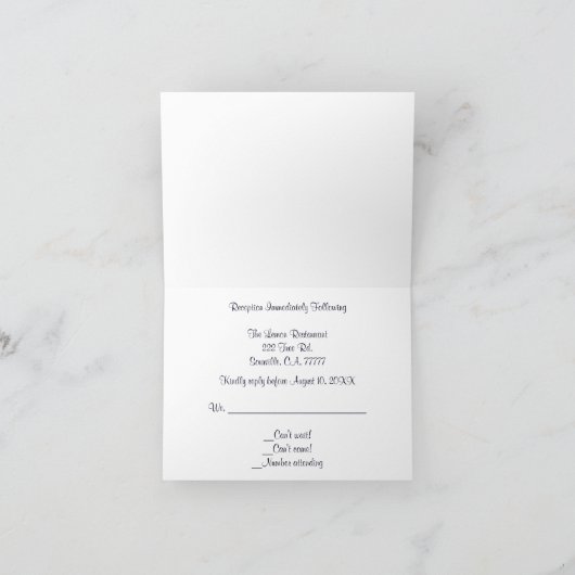 Blue Floral Reception RSVP Note Kaart (Binnen)