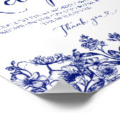 Blue Floral Recipe Kaarten Sign Laat je recept ach Poster (Hoek)