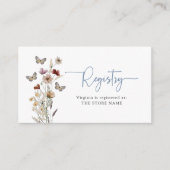 Blue Floral Registry Baby shower Informatiekaartje (Voorkant)