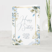 Blue Floral Religious Birthday Kaart met Schrift (Voorkant)