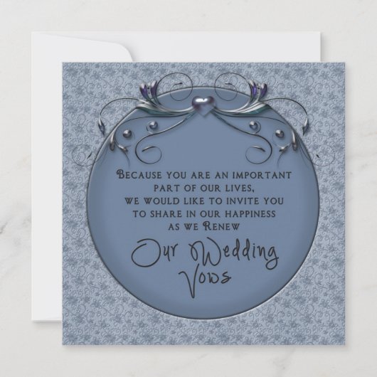 Blue Floral - Renewing Wedding Vows - Uitnodiging (Voorkant)