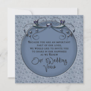 Blue Floral - Renewing Wedding Vows - Uitnodiging