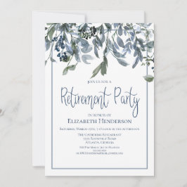 Blue Floral Retirement Party Kaart